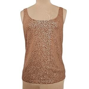 Talbots Brown Sequin Tank Top Medium Sleeveless Scoop Neck Party Evening